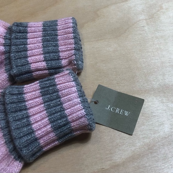 NWT J Crew Wool Cashmere Fingerless Gloves Gray Pink Outwear Womens One Size. - Picture 3 of 7